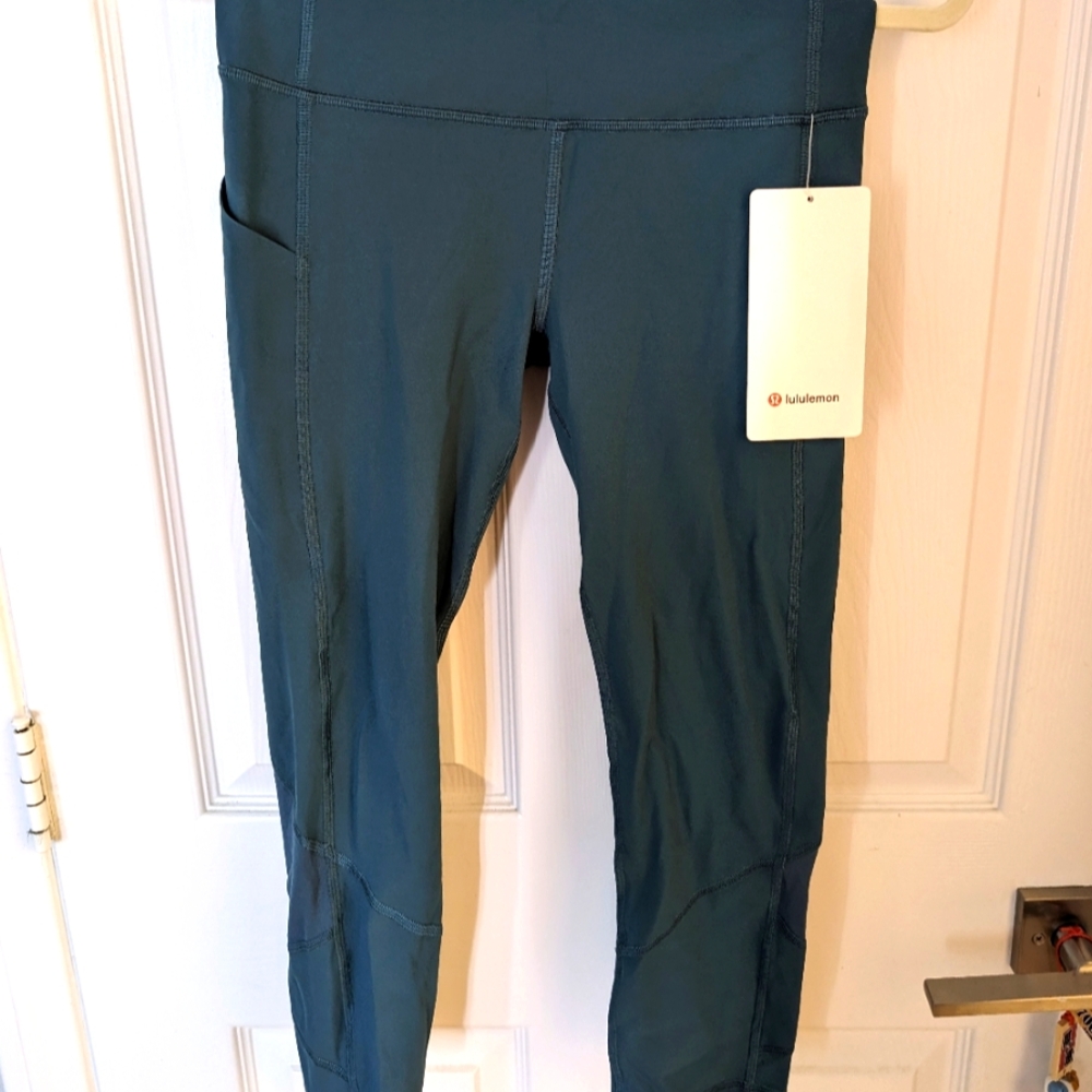 NWT Lululemon Pace Rival HR Crop 22" Size 4 in Deep Teal